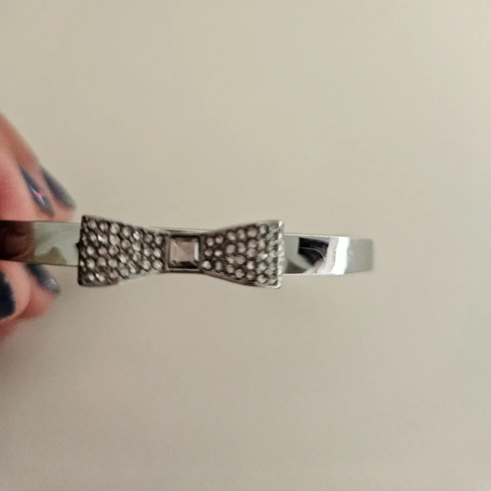 kate spade Silver Bow Crystal Bangle Bracelet - Picture 2 of 5